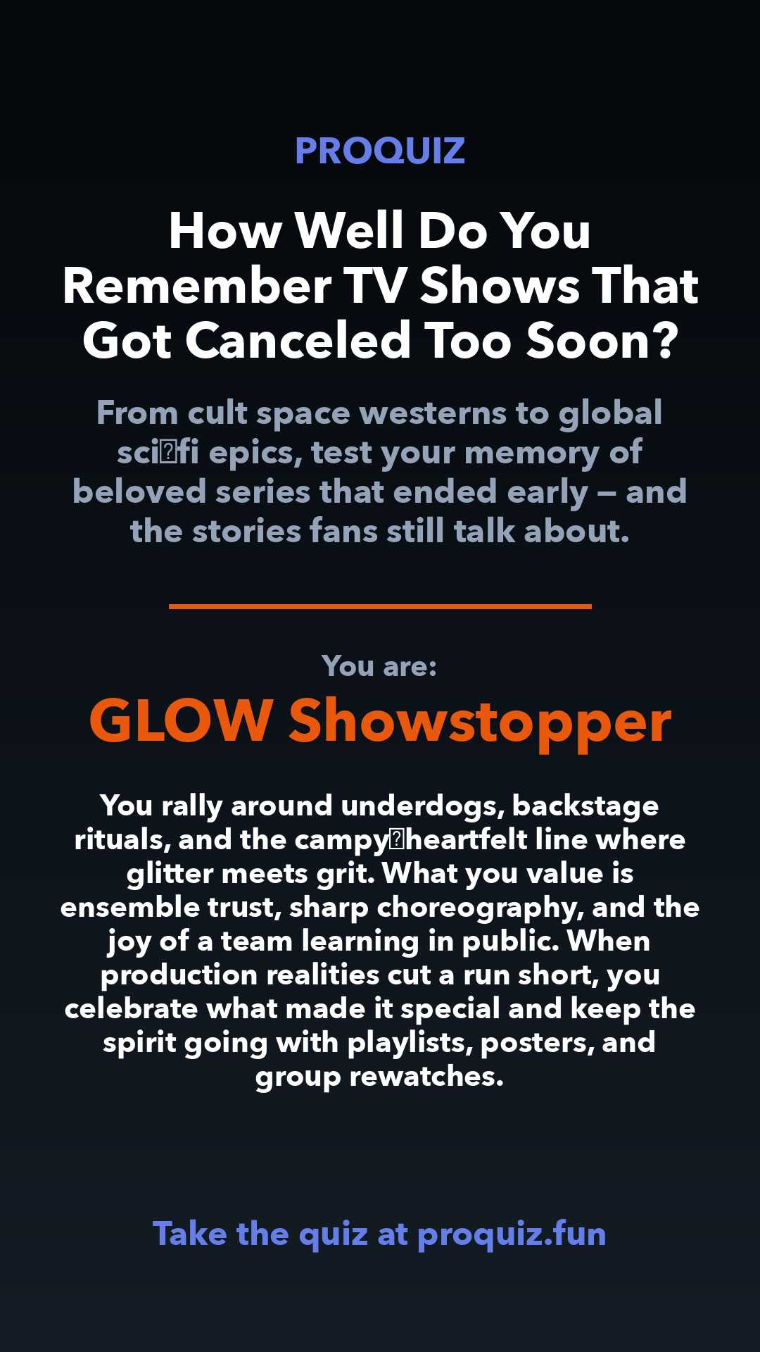 GLOW Showstopper - How Well Do You Remember TV Shows That Got Canceled Too Soon?