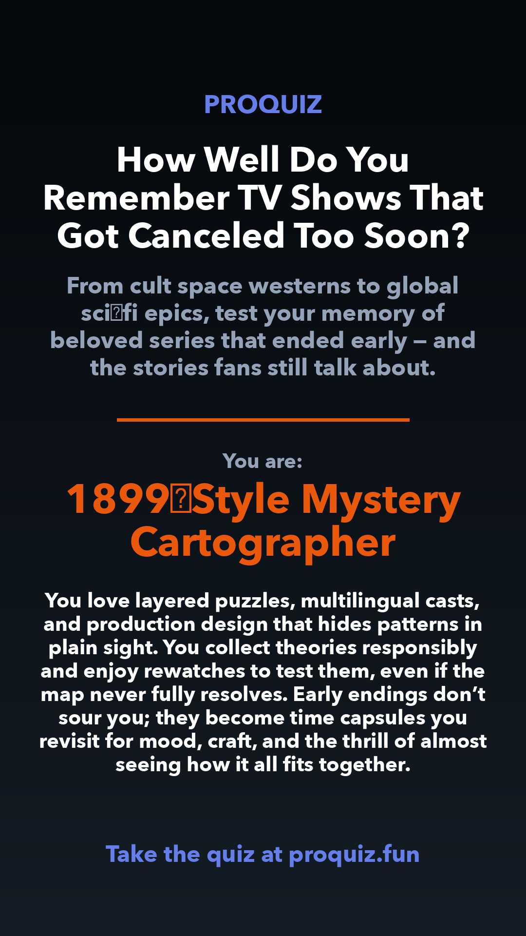 1899‑Style Mystery Cartographer - How Well Do You Remember TV Shows That Got Canceled Too Soon?
