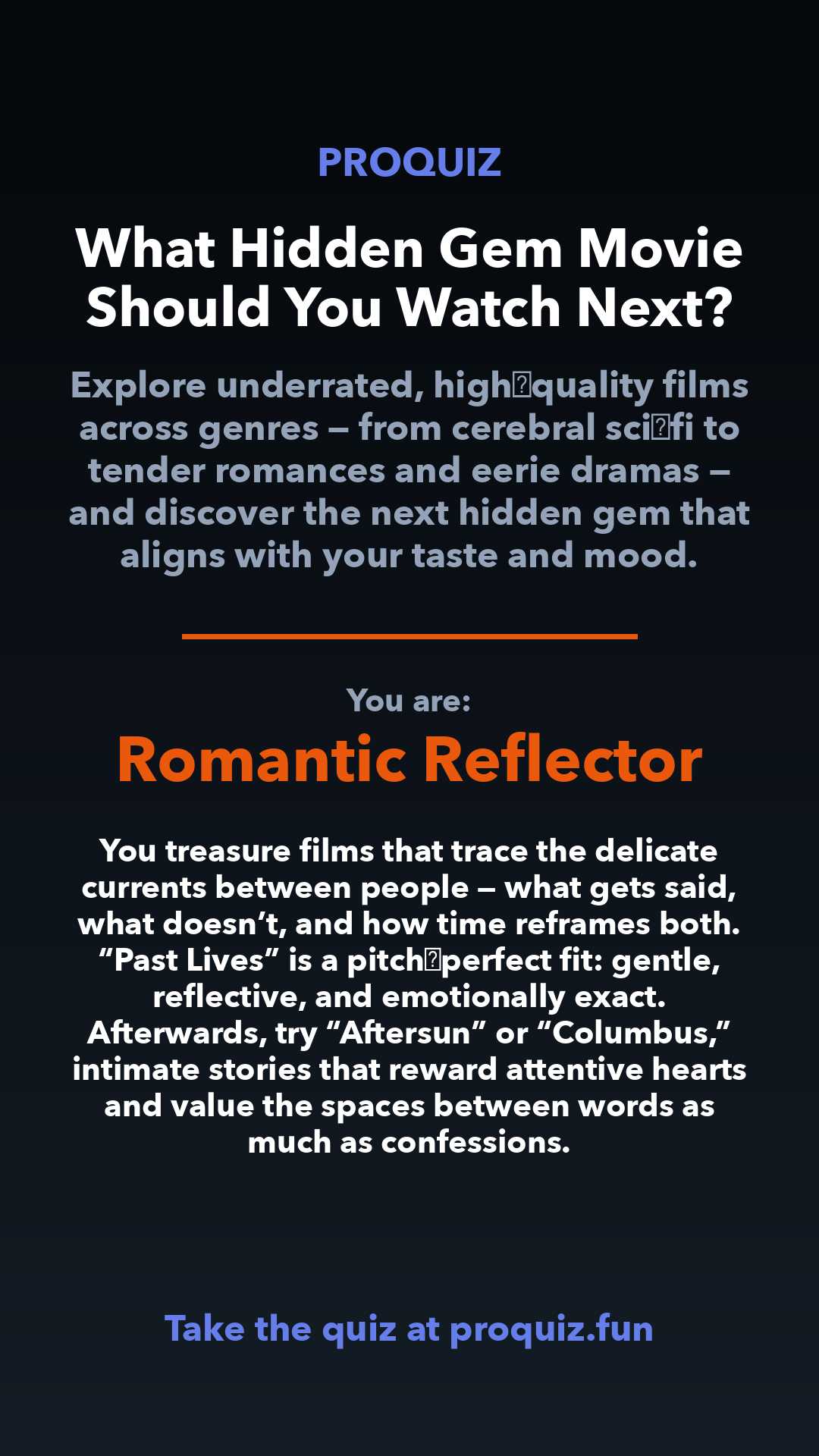 Romantic Reflector - What Hidden Gem Movie Should You Watch Next?