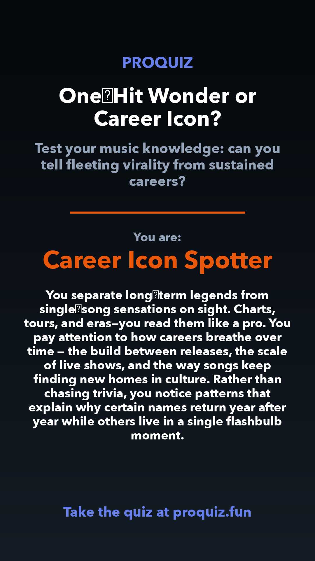 Career Icon Spotter - One‑Hit Wonder or Career Icon?