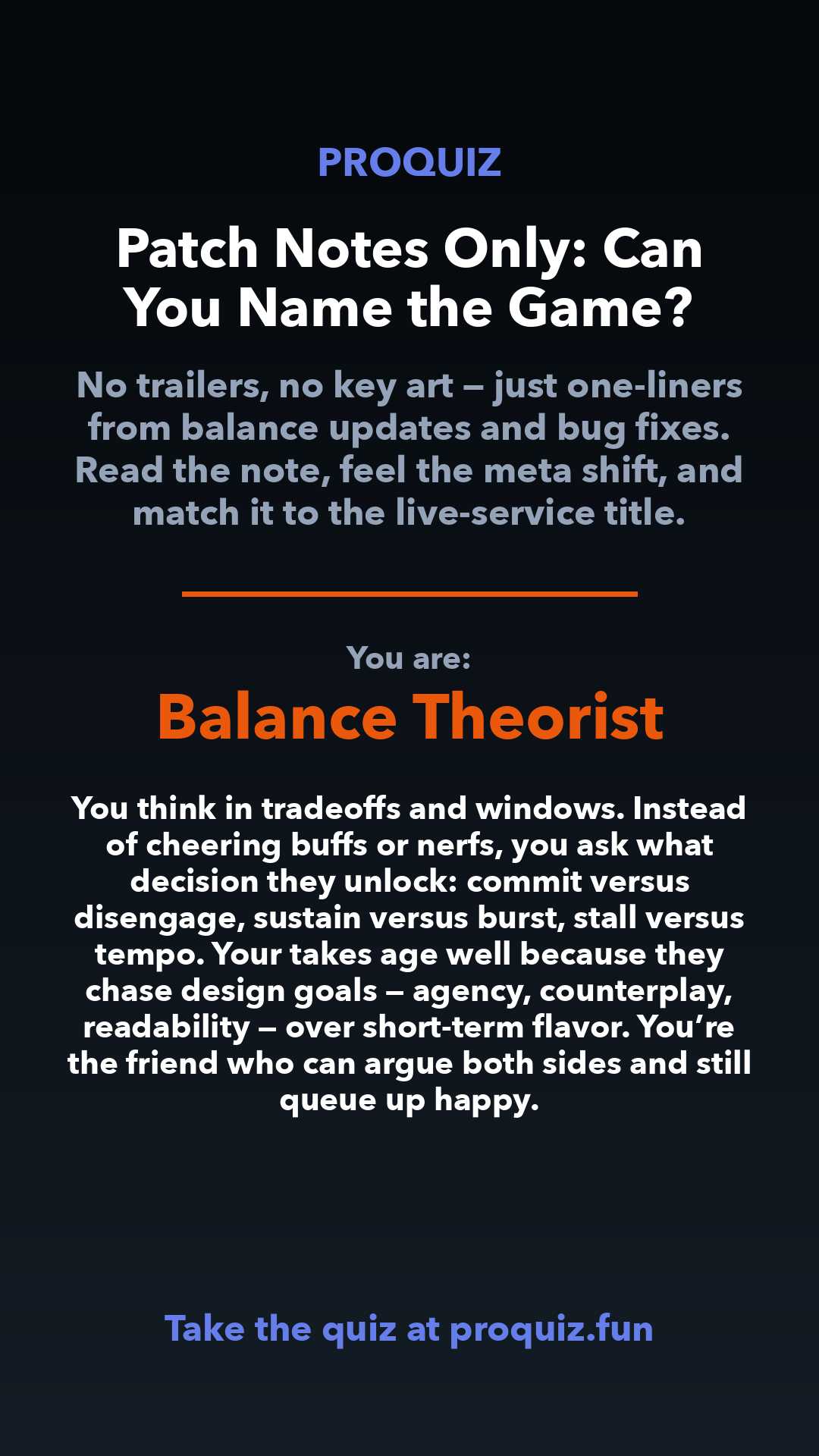 Balance Theorist - Patch Notes Only: Can You Name the Game?