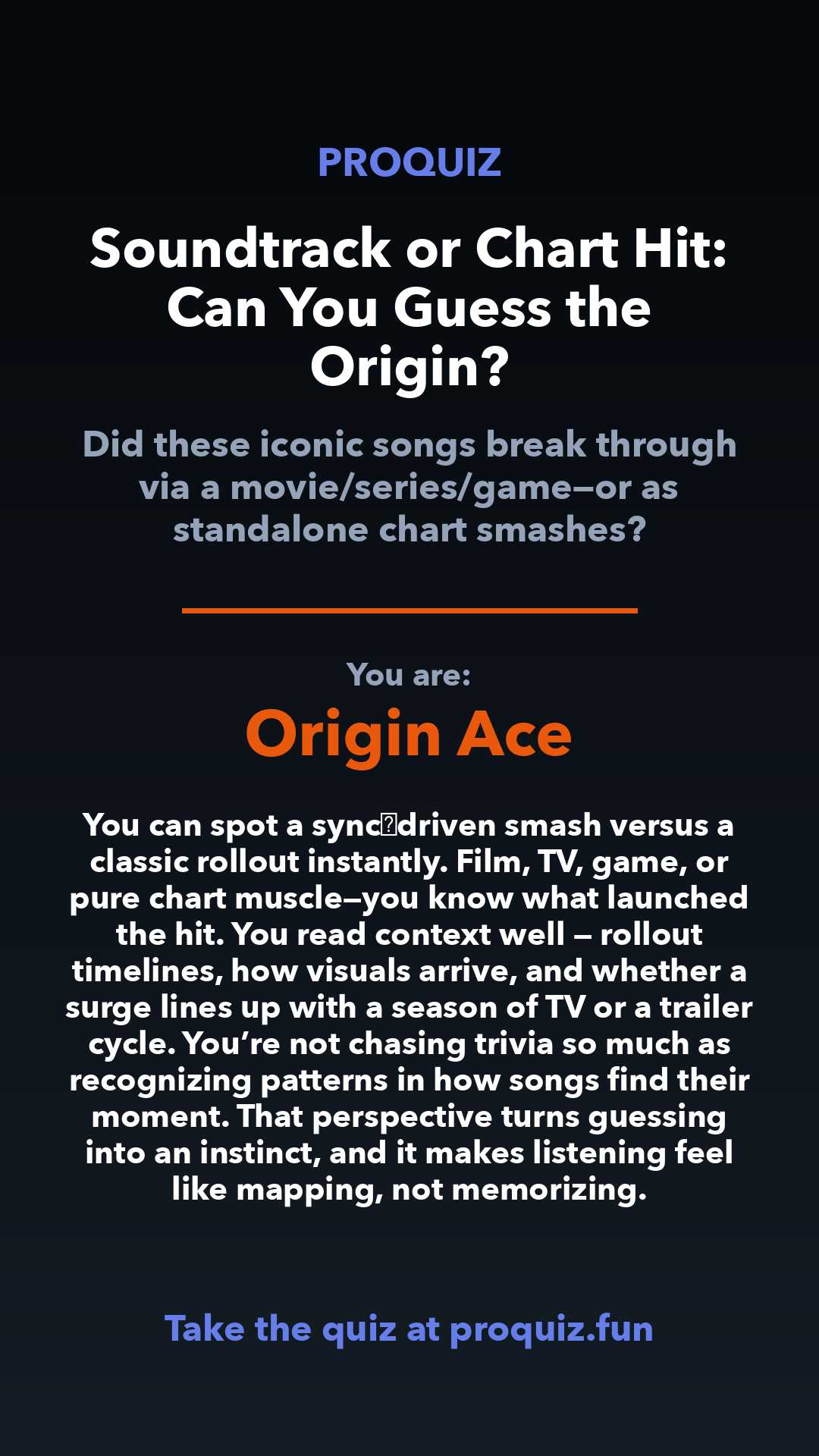 Origin Ace - Soundtrack or Chart Hit: Can You Guess the Origin?