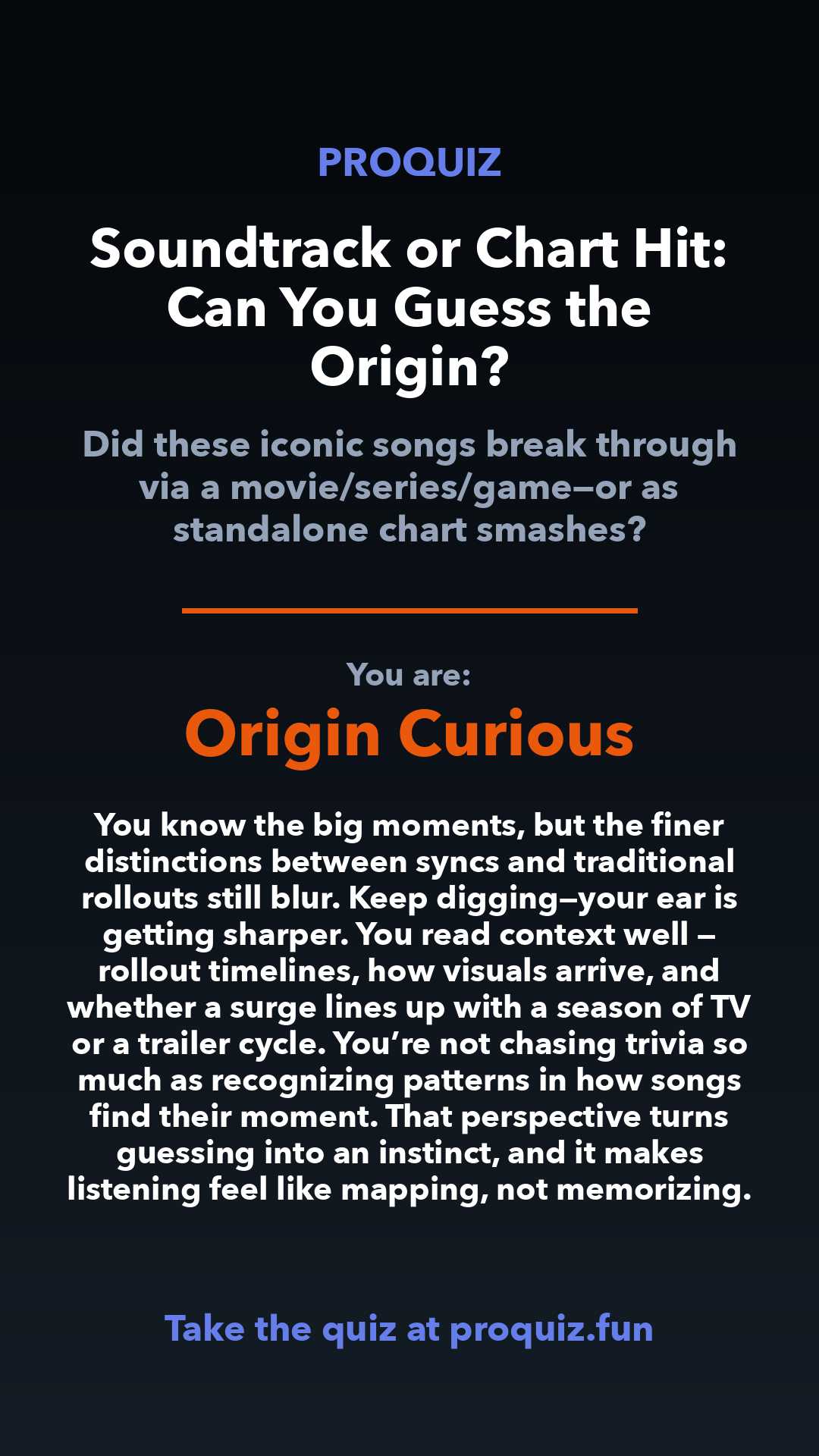 Origin Curious - Soundtrack or Chart Hit: Can You Guess the Origin?