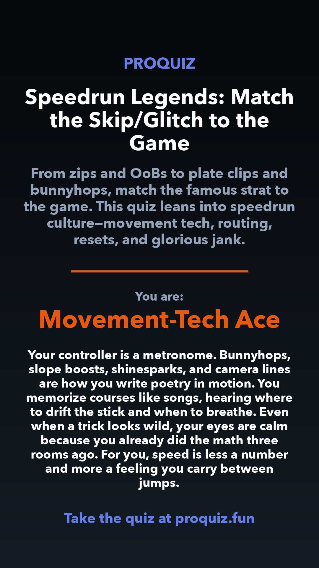 Movement-Tech Ace - Speedrun Legends: Match the Skip/Glitch to the Game
