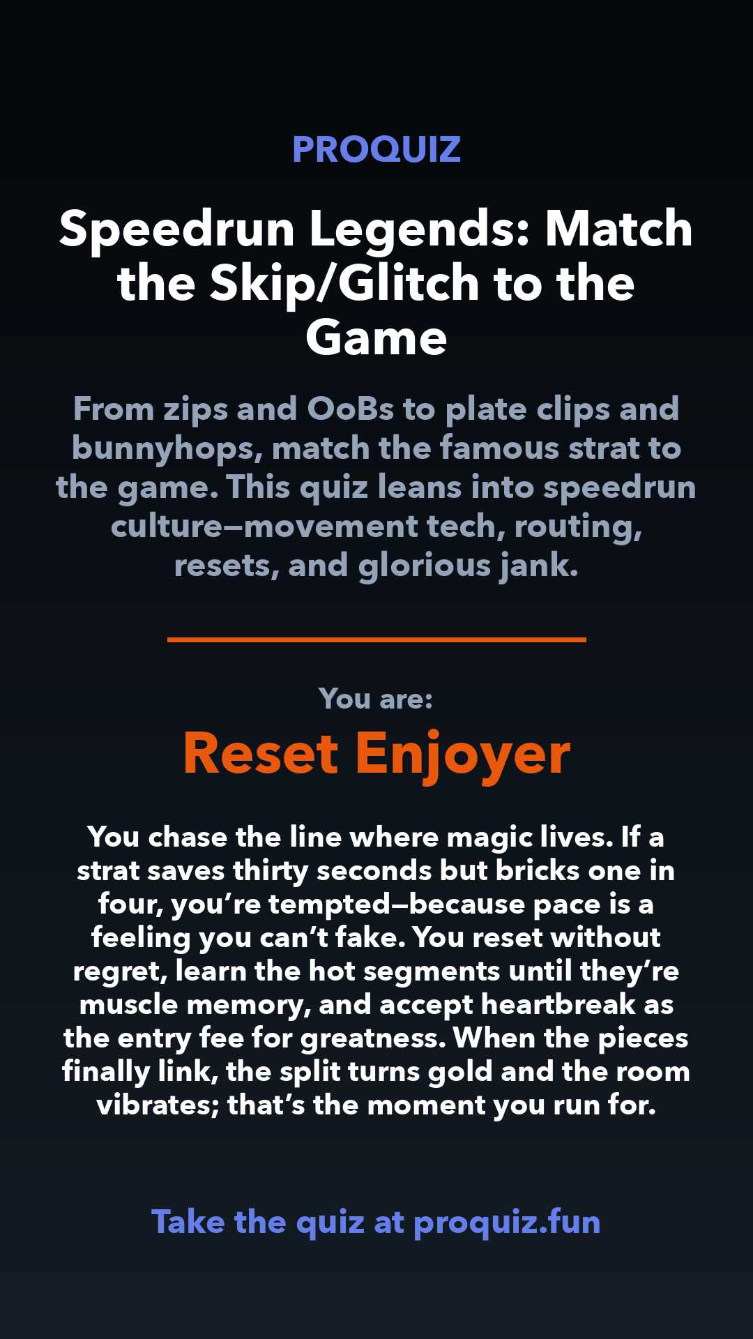 Reset Enjoyer - Speedrun Legends: Match the Skip/Glitch to the Game