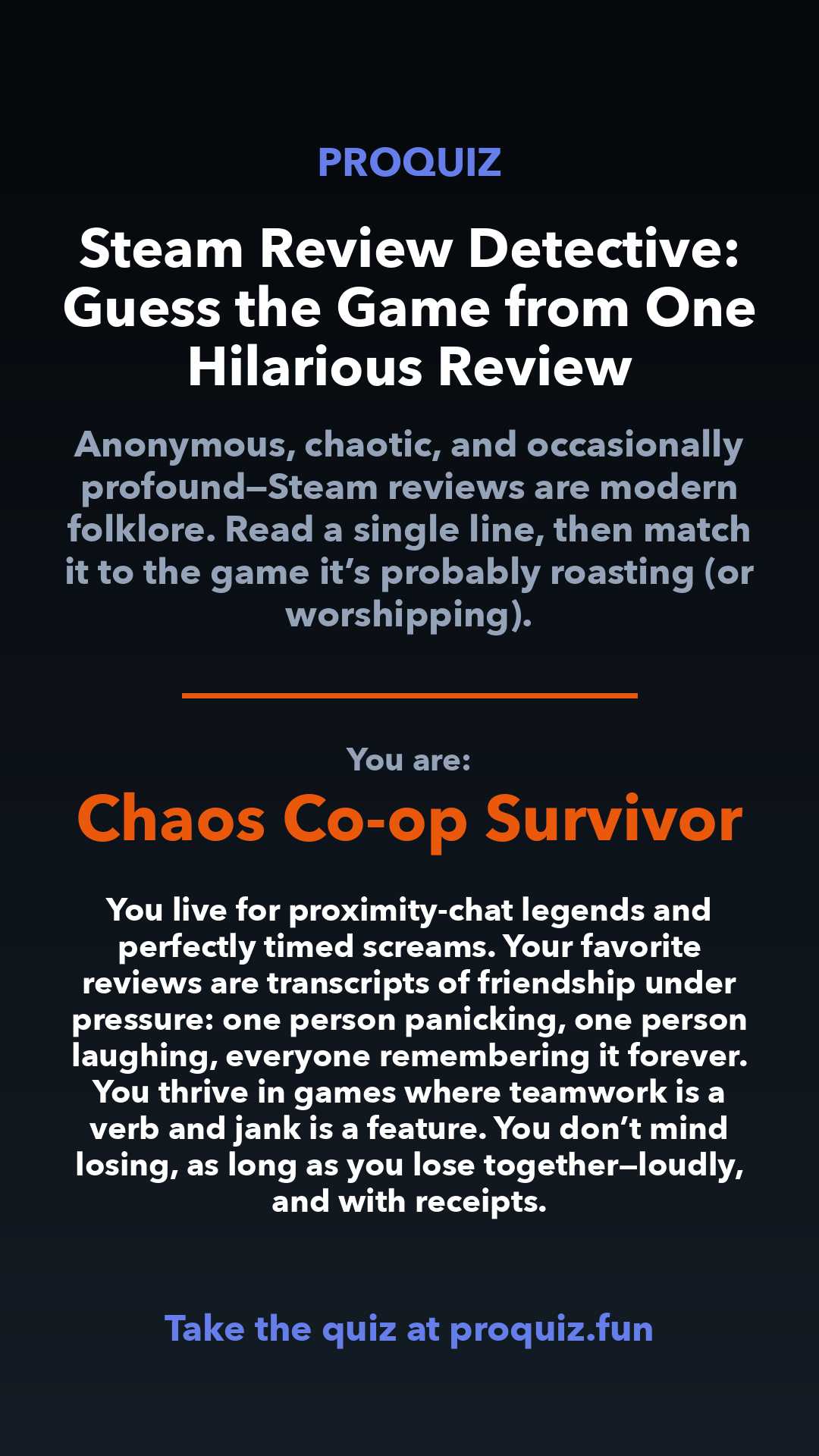 Chaos Co-op Survivor - Steam Review Detective: Guess the Game from One Hilarious Review