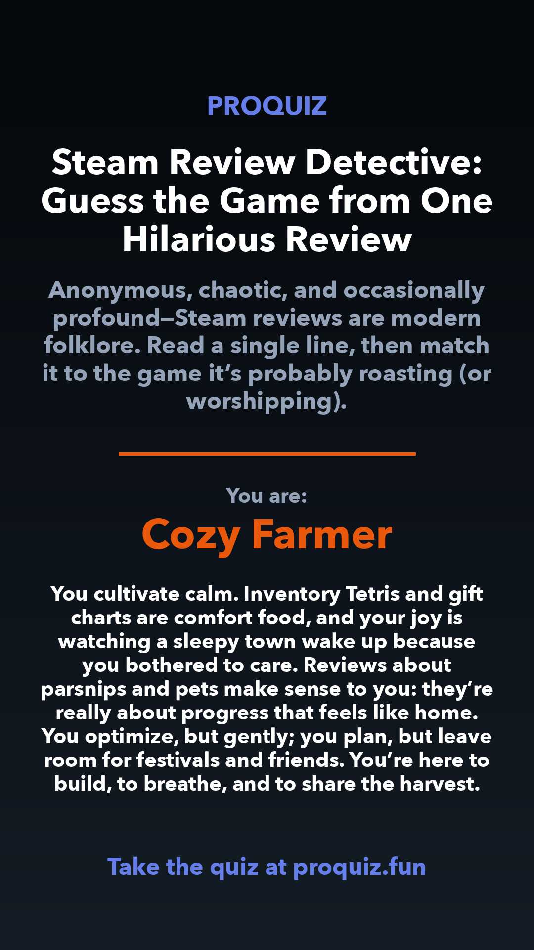 Cozy Farmer - Steam Review Detective: Guess the Game from One Hilarious Review