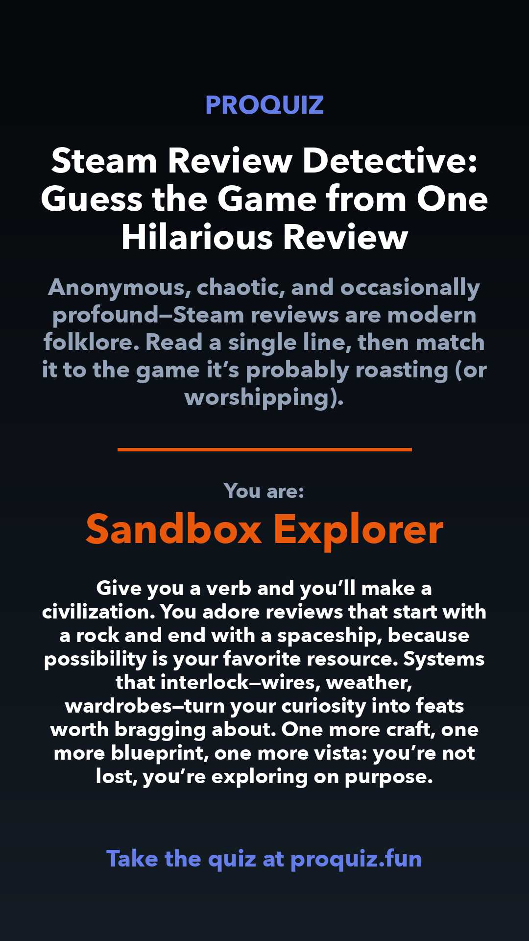 Sandbox Explorer - Steam Review Detective: Guess the Game from One Hilarious Review