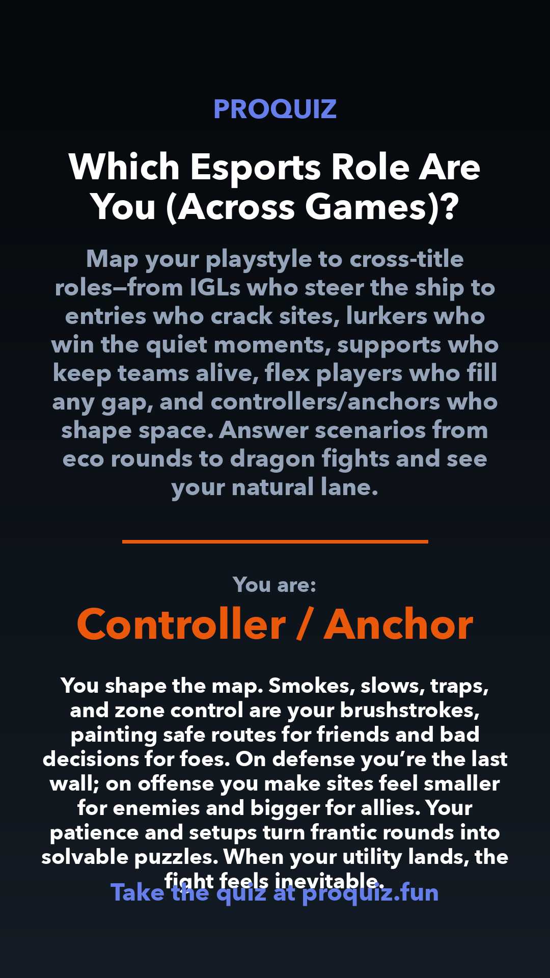 Controller / Anchor - Which Esports Role Are You (Across Games)?