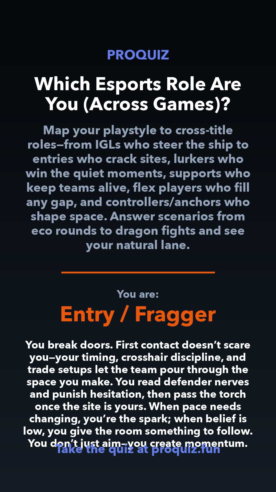Entry / Fragger - Which Esports Role Are You (Across Games)?