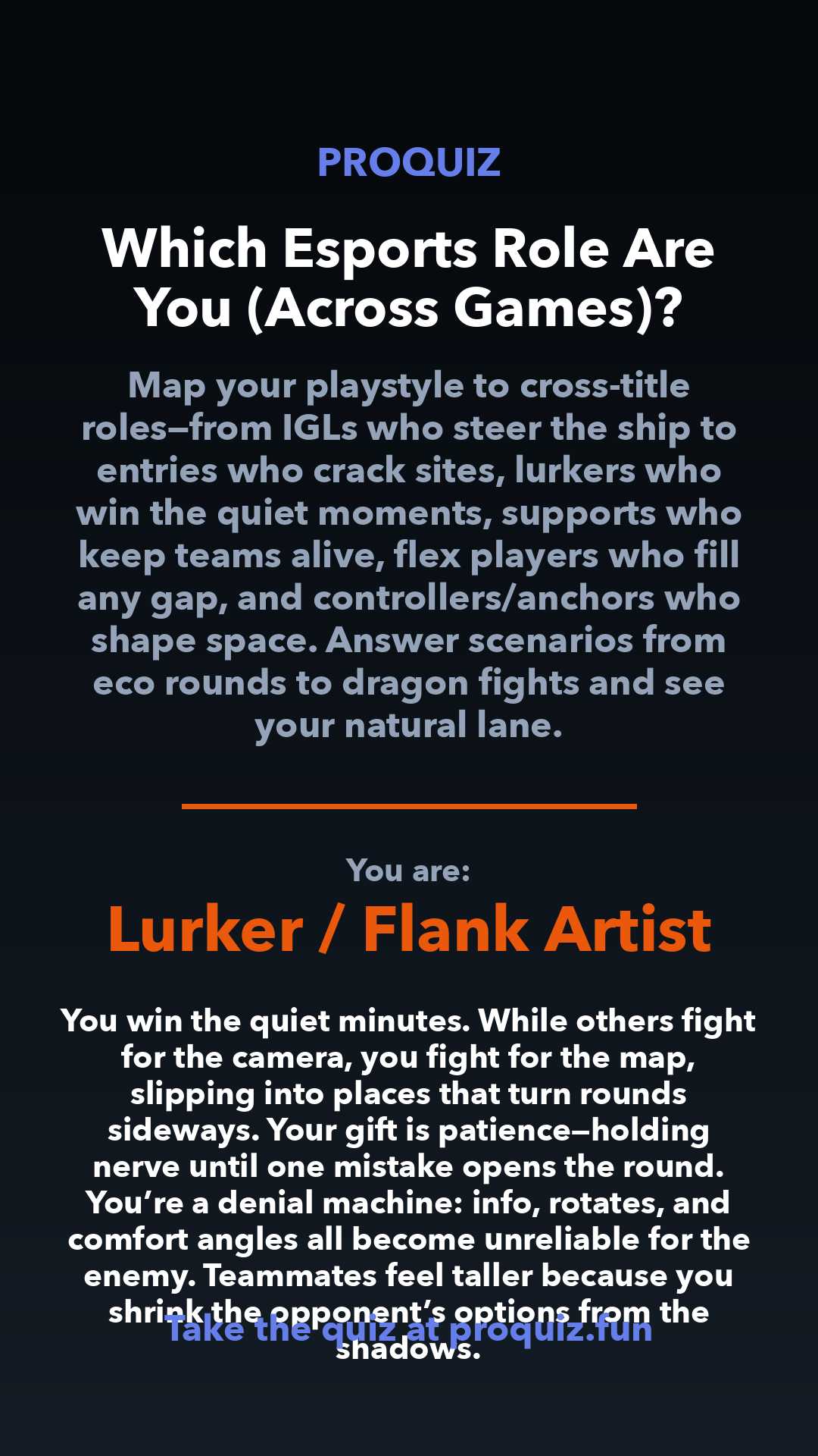 Lurker / Flank Artist - Which Esports Role Are You (Across Games)?